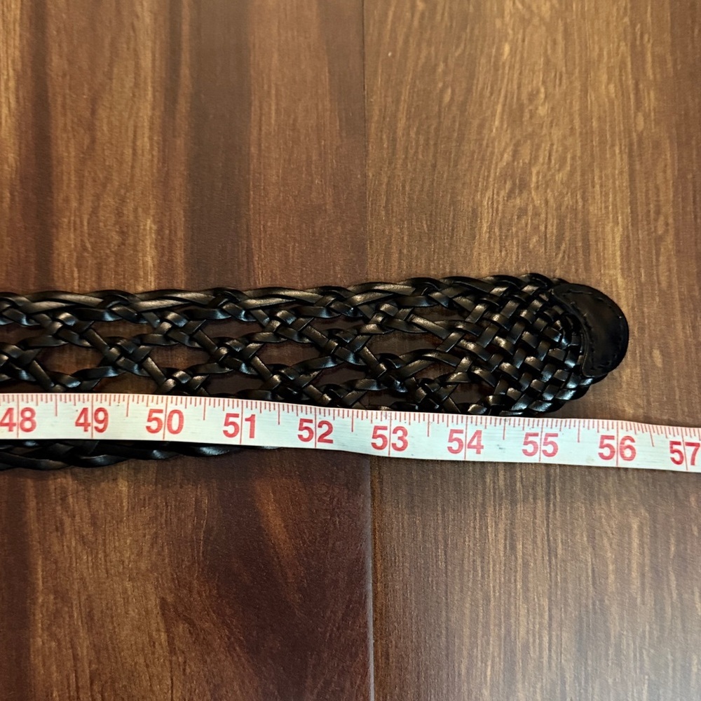 Lane Bryant Braided Genuine Bonded Leather Silver Metal Belt Size 26/28 or 4X - Picture 9 of 10